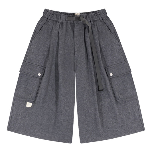 A[S]USL KNITTED CARGO SWEAT SHORTS-CHARCOAL