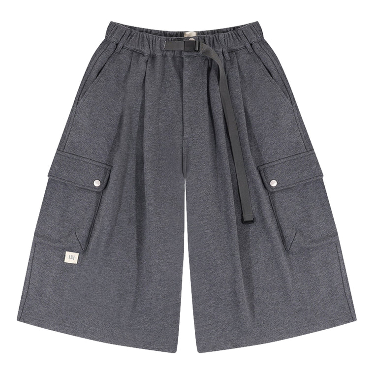 A[S]USL KNITTED CARGO SWEAT SHORTS-CHARCOAL