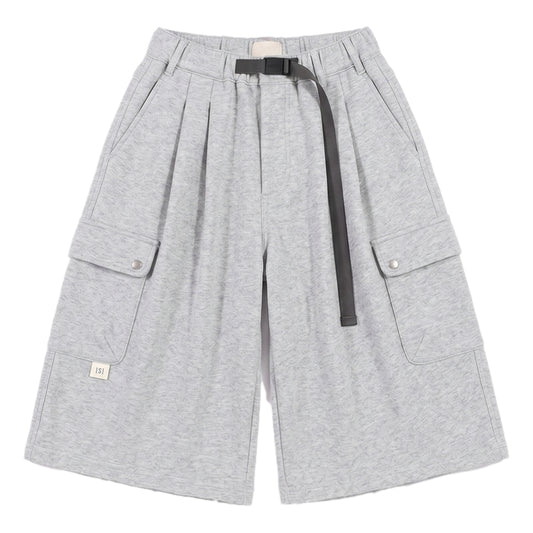 A[S]USL KNITTED CARGO SWEAT SHORTS-HEATHER GREY