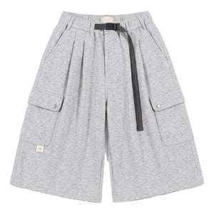 A[S]USL KNITTED CARGO SWEAT SHORTS-HEATHER GREY