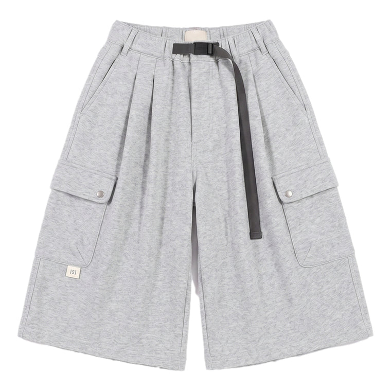 A[S]USL KNITTED CARGO SWEAT SHORTS-HEATHER GREY