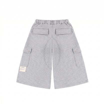 A[S]USL KNITTED CARGO SWEAT SHORTS-HEATHER GREY