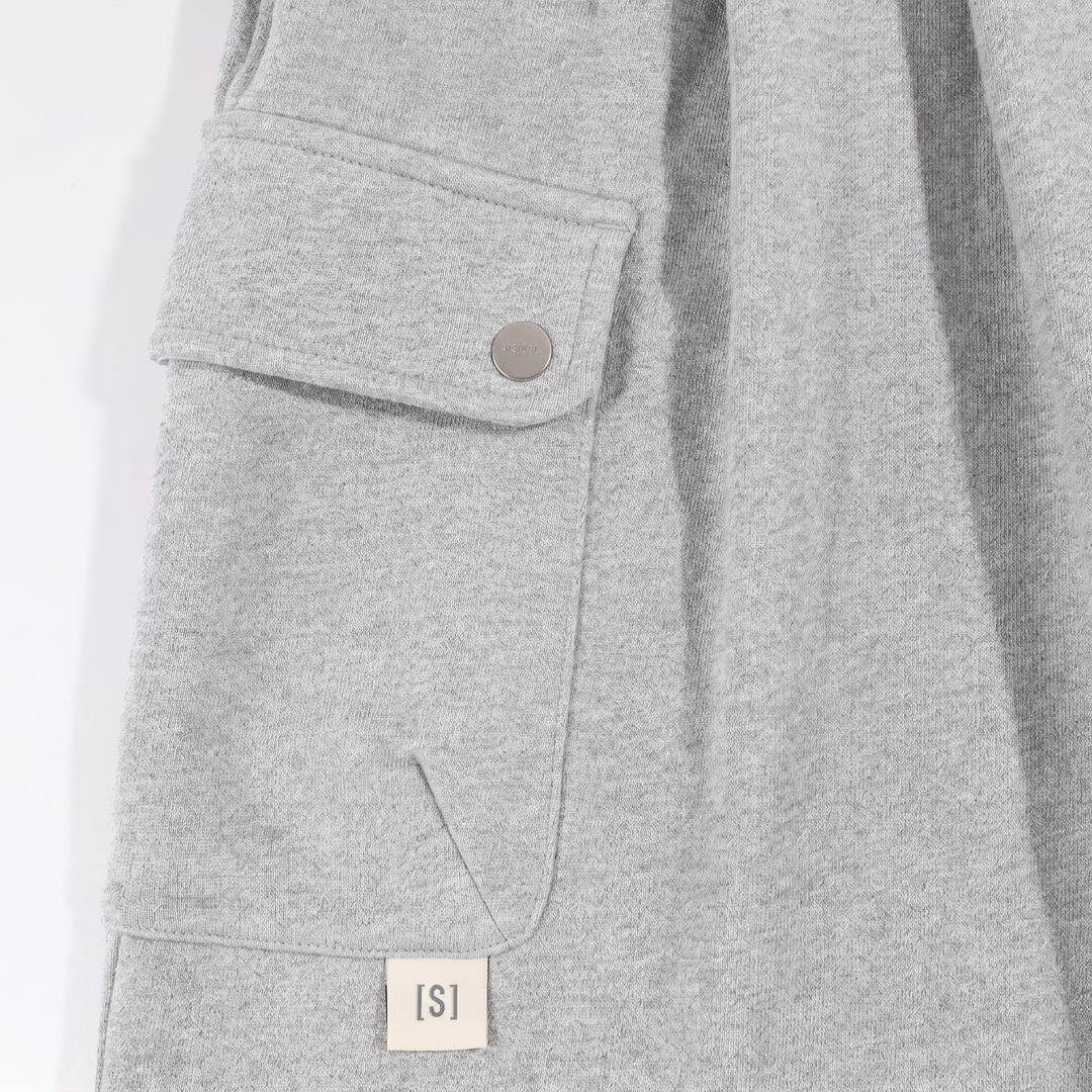 A[S]USL KNITTED CARGO SWEAT SHORTS-HEATHER GREY