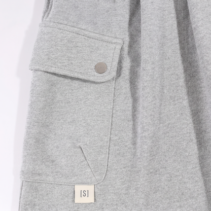 A[S]USL KNITTED CARGO SWEAT SHORTS-HEATHER GREY