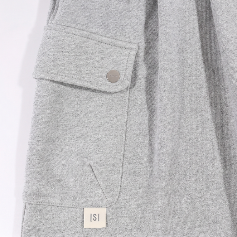 A[S]USL KNITTED CARGO SWEAT SHORTS-HEATHER GREY