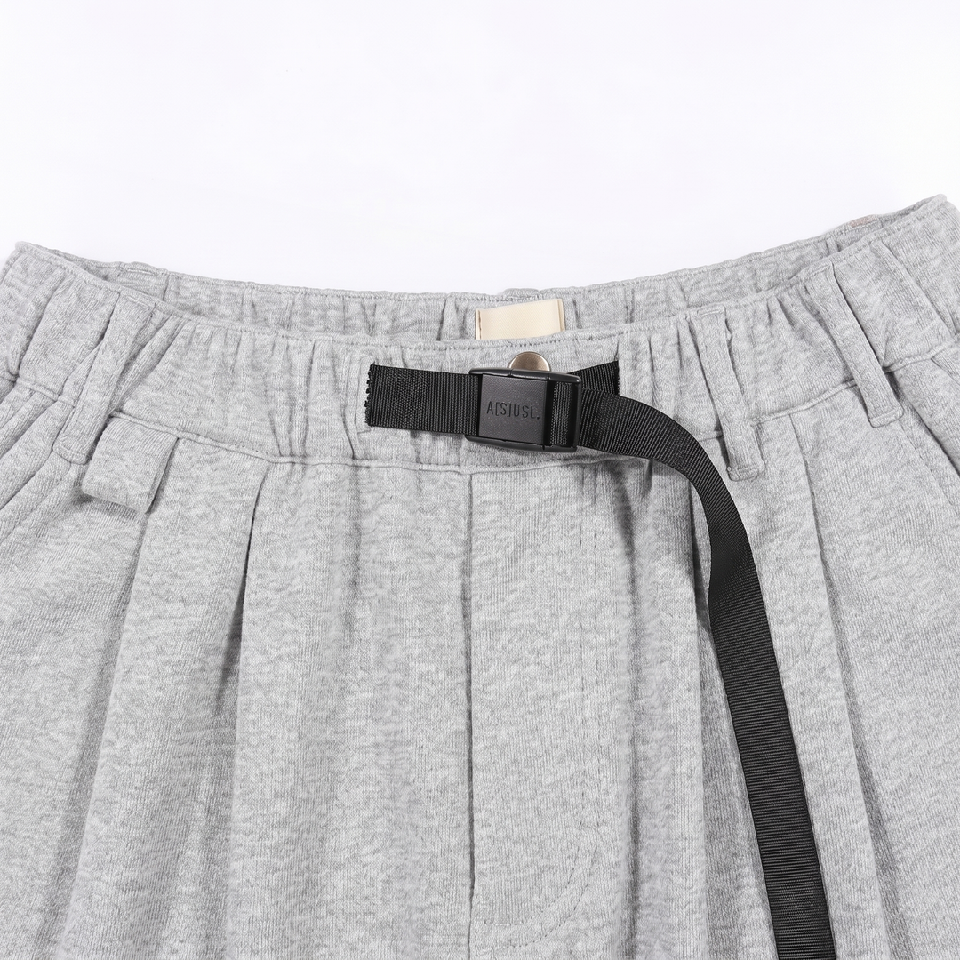 A[S]USL KNITTED CARGO SWEAT SHORTS-HEATHER GREY