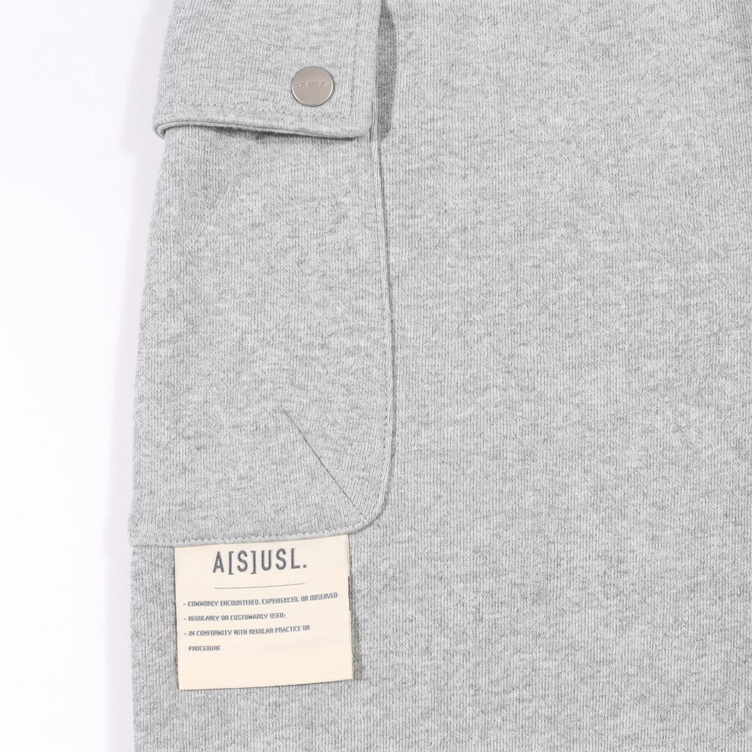 A[S]USL KNITTED CARGO SWEAT SHORTS-HEATHER GREY