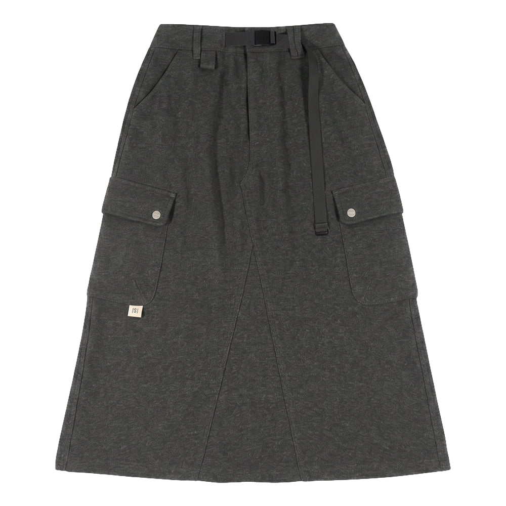 A[S]USL KNITTED CARGO SWEAT SKIRT-CHARCOAL