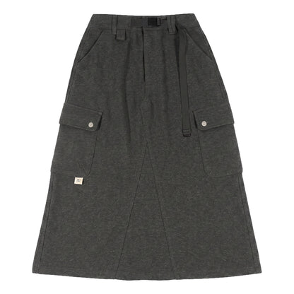 A[S]USL KNITTED CARGO SWEAT SKIRT-CHARCOAL