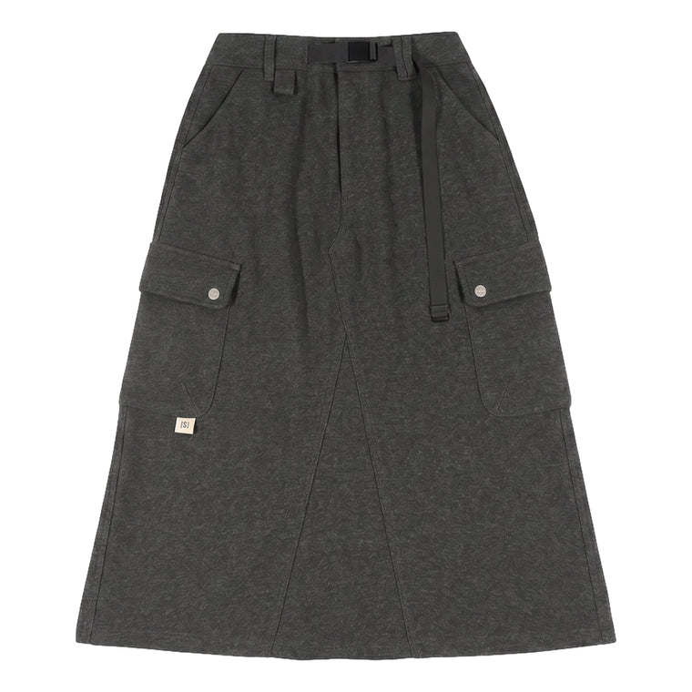 A[S]USL KNITTED CARGO SWEAT SKIRT-CHARCOAL