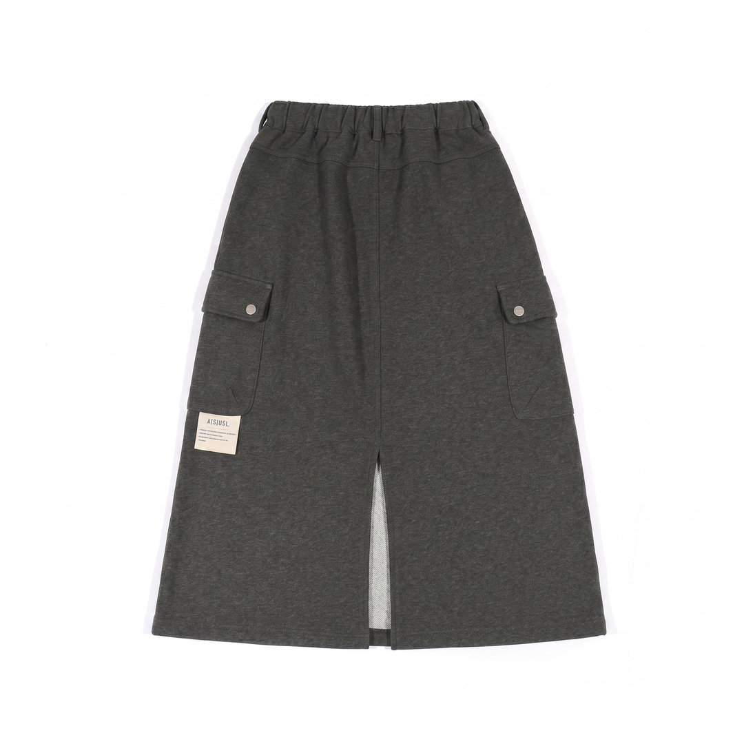 A[S]USL KNITTED CARGO SWEAT SKIRT-CHARCOAL