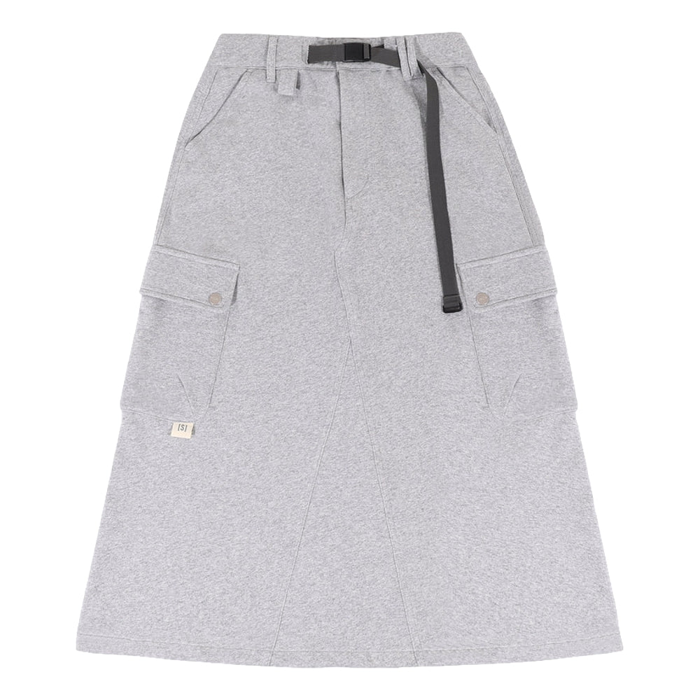 A[S]USL KNITTED CARGO SWEAT SKIRT-HEATHER GREY