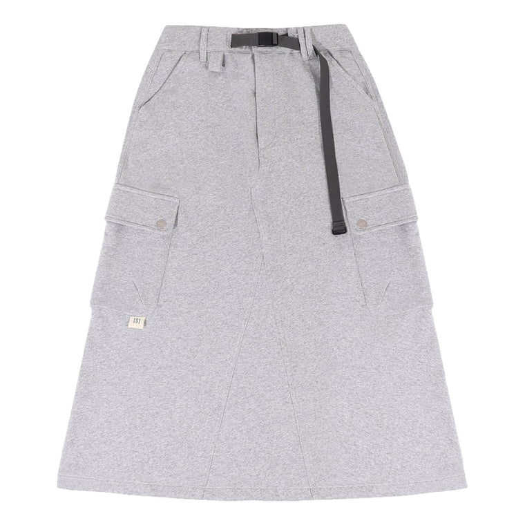 A[S]USL KNITTED CARGO SWEAT SKIRT-HEATHER GREY