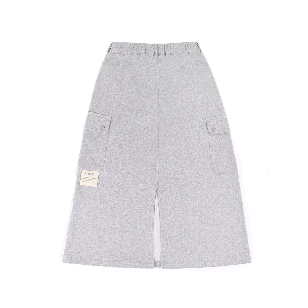 A[S]USL KNITTED CARGO SWEAT SKIRT-HEATHER GREY
