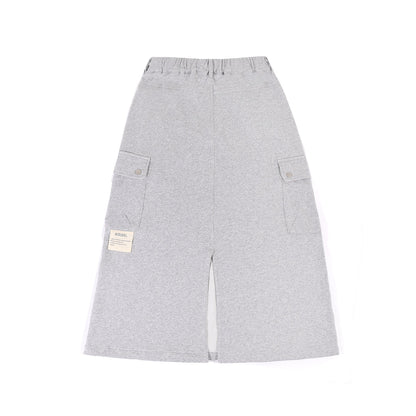 A[S]USL KNITTED CARGO SWEAT SKIRT-HEATHER GREY