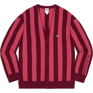SUPREME LACOSTE STRIPE CARDIGAN-RED