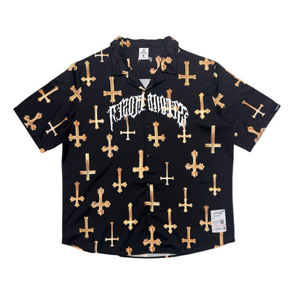 2ND CLOSET LATIN CROS PRINTED SHIRT-BLACK