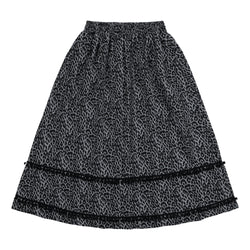 NEUTRAL SOCIETY LEOPARD A-LINE SKIRT-GREY LEOPARD