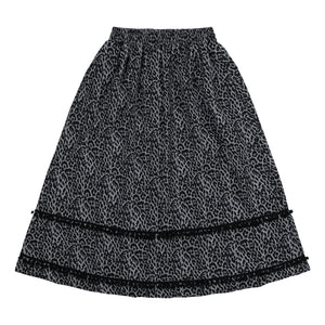 NEUTRAL SOCIETY LEOPARD A-LINE SKIRT-GREY LEOPARD