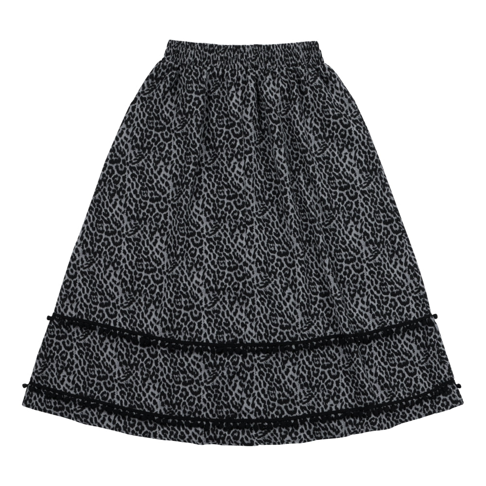 NEUTRAL SOCIETY LEOPARD A-LINE SKIRT-GREY LEOPARD