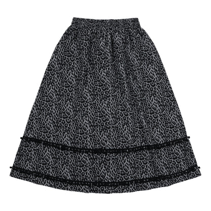 NEUTRAL SOCIETY LEOPARD A-LINE SKIRT-GREY LEOPARD