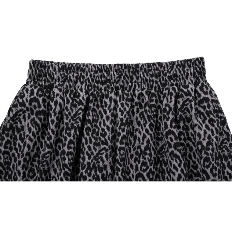 NEUTRAL SOCIETY LEOPARD A-LINE SKIRT-GREY LEOPARD