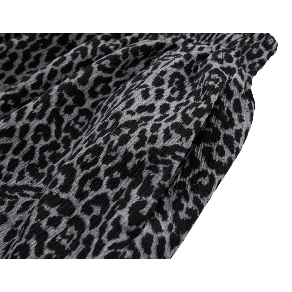 NEUTRAL SOCIETY LEOPARD A-LINE SKIRT-GREY LEOPARD