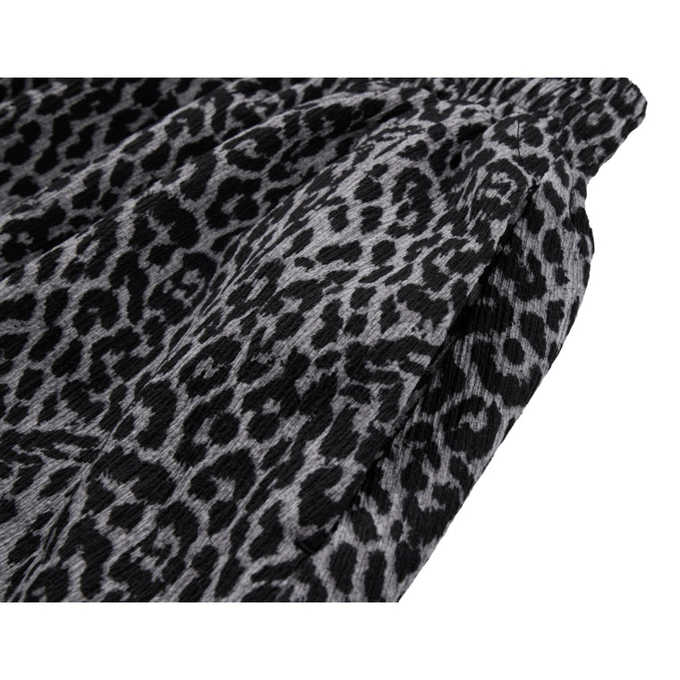 NEUTRAL SOCIETY LEOPARD A-LINE SKIRT-GREY LEOPARD