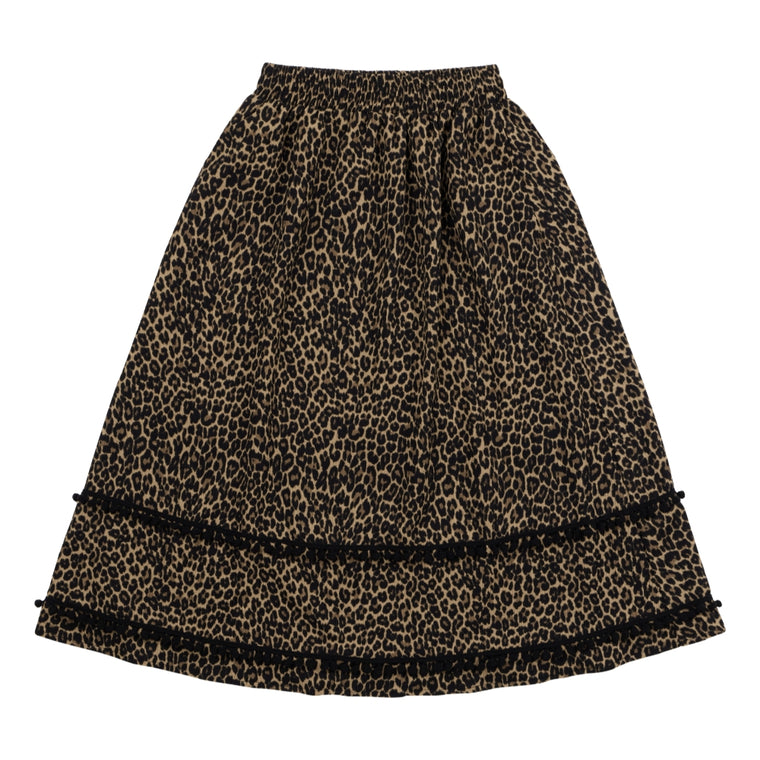NEUTRAL SOCIETY LEOPARD A-LINE SKIRT-BLACK LEOPARD