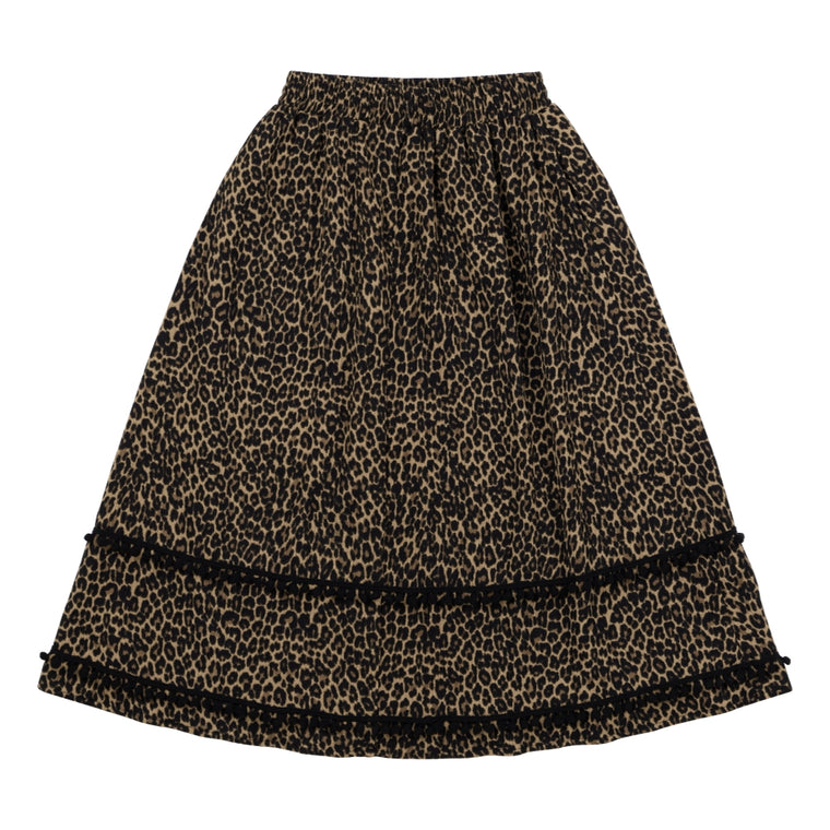 NEUTRAL SOCIETY LEOPARD A-LINE SKIRT-BLACK LEOPARD