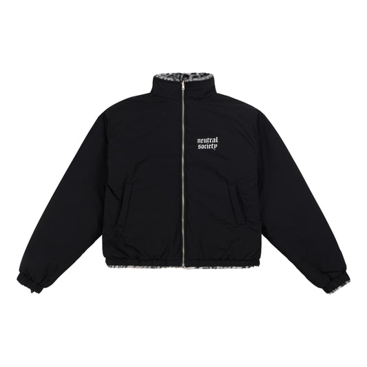 NEUTRAL SOCIETY LEOPARD REVERSIBLE JACKET-GREY LEOPARD