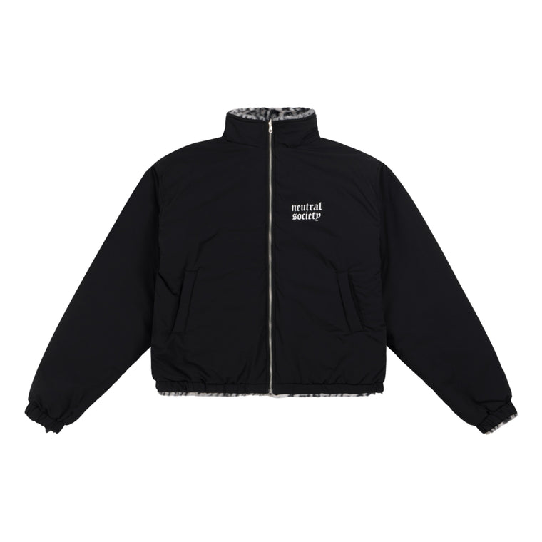 NEUTRAL SOCIETY LEOPARD REVERSIBLE JACKET-GREY LEOPARD