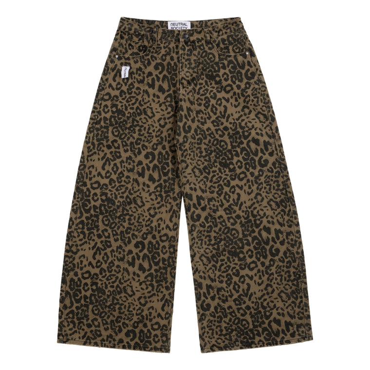 NEUTRAL SOCIETY LEOPARD WIDE PANTS-LEOPARD