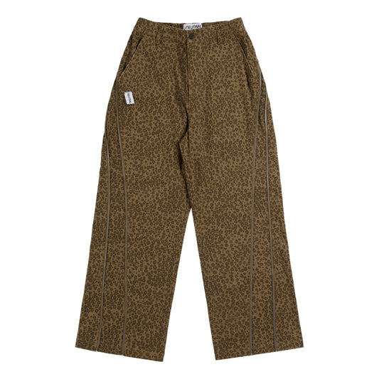 NEUTRAL SOCIETY LEOPARD ZIPPER TROUSERS-BROWN LEOPARD