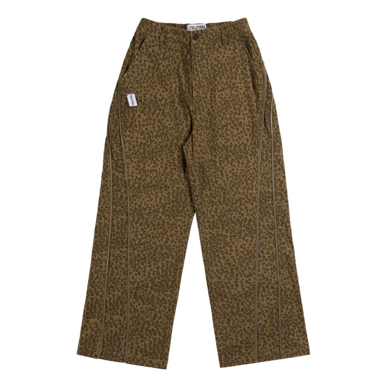 NEUTRAL SOCIETY LEOPARD ZIPPER TROUSERS-BROWN LEOPARD
