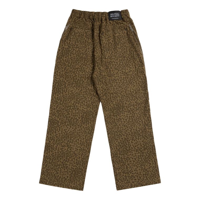 NEUTRAL SOCIETY LEOPARD ZIPPER TROUSERS-BROWN LEOPARD