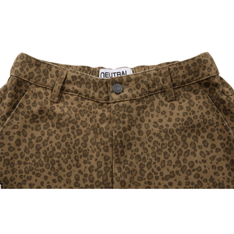 NEUTRAL SOCIETY LEOPARD ZIPPER TROUSERS-BROWN LEOPARD