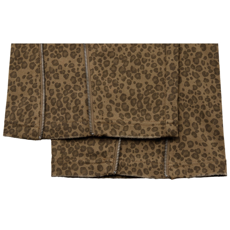 NEUTRAL SOCIETY LEOPARD ZIPPER TROUSERS-BROWN LEOPARD