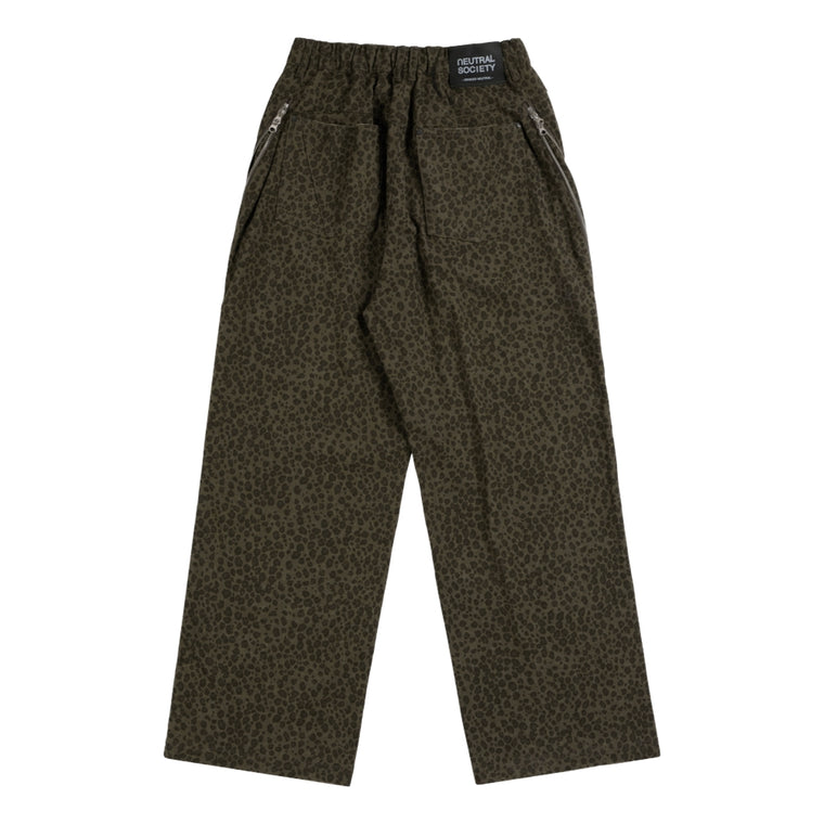 NEUTRAL SOCIETY LEOPARD ZIPPER TROUSERS-GREY LEOPARD