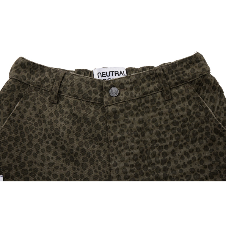 NEUTRAL SOCIETY LEOPARD ZIPPER TROUSERS-GREY LEOPARD
