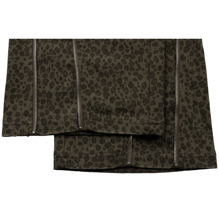 NEUTRAL SOCIETY LEOPARD ZIPPER TROUSERS-GREY LEOPARD