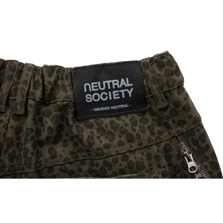 NEUTRAL SOCIETY LEOPARD ZIPPER TROUSERS-GREY LEOPARD
