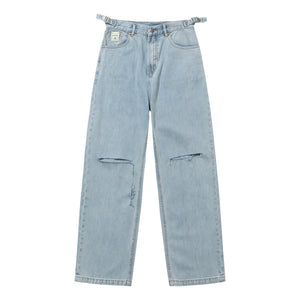 MISHKA W LETTER WOVEN LABEL PANTS-BLUE