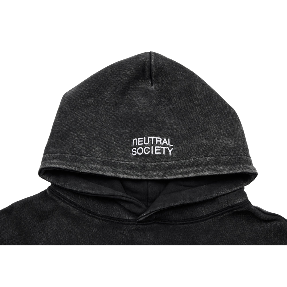 NEUTRAL SOCIETY LIFE IS A LIE SNOW WASH HOODIE-BLACK