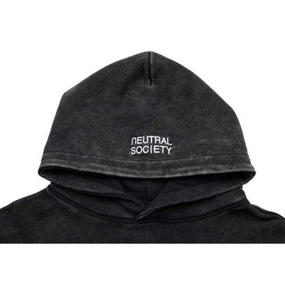 NEUTRAL SOCIETY LIFE IS A LIE SNOW WASH HOODIE-BLACK
