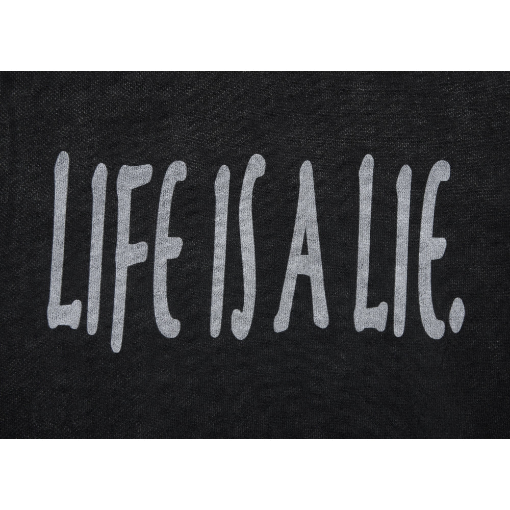 NEUTRAL SOCIETY LIFE IS A LIE SNOW WASH HOODIE-BLACK