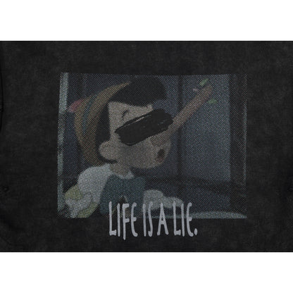 NEUTRAL SOCIETY LIFE IS A LIE SNOW WASH HOODIE-BLACK