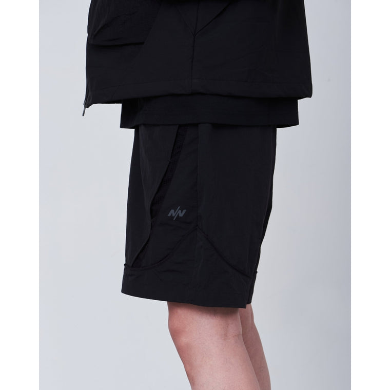 NINE POINT NINE LIGHT CURVE MESH SHORTS-IVORY