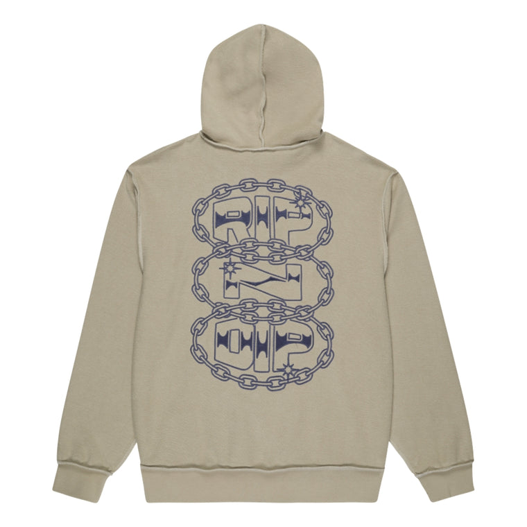 RIPNDIP LINKED UP REVERSE STITCHED HOODIE-KHAKI