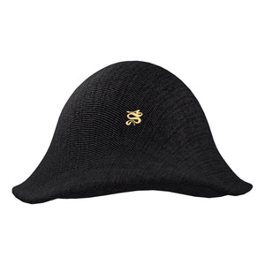 SWIRLED WORLD LOGO BUCKET HAT-BLACK